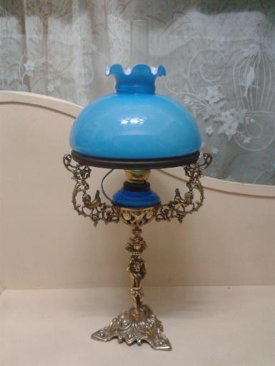 Brass Table lamp Item code BTL400 lamp size shade wide 26 cm.